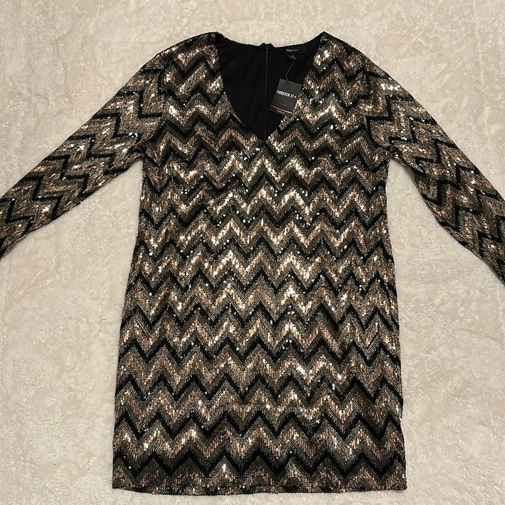 Gold and Black Sequin Dress